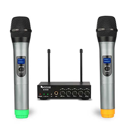 Fifine ABCD00145 Uhf Dual Channel Wireless Handheld Microphone, Easy-To-Use Karaoke Wireless Microphone System-K036 thumb #8