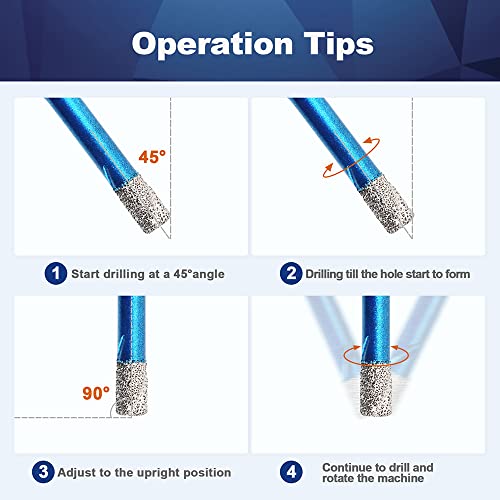 Dry Diamond Core Drill Bit Set,BRSCHNITT 5pcs 6mm Diamond Hole Saw Core Drill Bit with Triangle Shank for Porcelain Tile Ceramic Stone Granite Marble 4 Dry Diamond Core Drill Bit Set,BRSCHNITT 5pcs 6mm Diamond Hole Saw Core Drill Bit with Triangle Shank for Porcelain Tile Ceramic Stone Granite Marble - Image 4