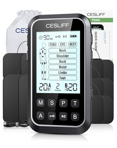 Image of CESLIFF Dual Channel TENS Unit 3-in-1 Muscle Stimulator Machine with 36 Modes & 20 Levels for Shoulder, Back, Neck, Sciatica Pain Relief