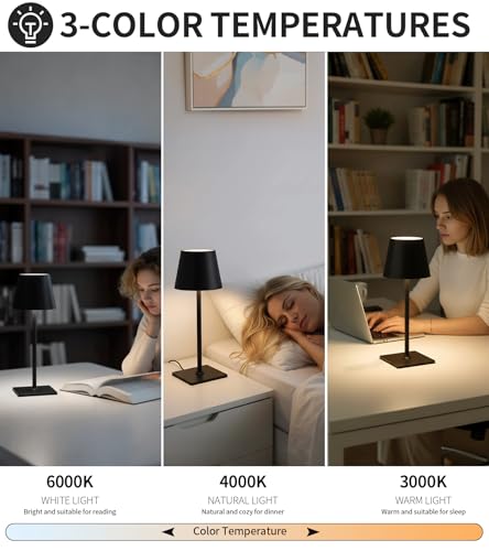 2 Pack Cordless Rechargeable LED Table Lamp with Dimmer 5000mAh Battery Operated Portable Night Light for Patio Balcony, Outdoor Bedroom & RV (Black) - Image 6
