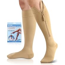 CASMON 15-20mmHg Zipper Compression Socks for Women and Men, Knee High Compression Stockings, Medical Closed Toe Support Socks for Varicose Veins, Post-surgery, Swelling, Nurses, Pregnancy 1 Pair
