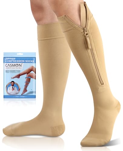 CASMON Zipper Closed Toe Compression Socks
