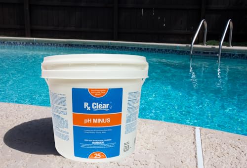 Rx Clear Swimming Pool pH Minus | pH Decreaser and Alkalinity Reducer | Granular Sodium Bisulfate | Quickly Correct Your Pool's pH Level | 25 Pound Bucket