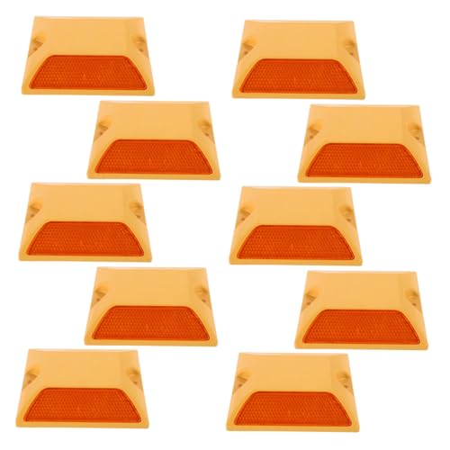 Marqueurs réfléchissants de voie Gatuida en plastique jaune double-face pour route, lot de 10