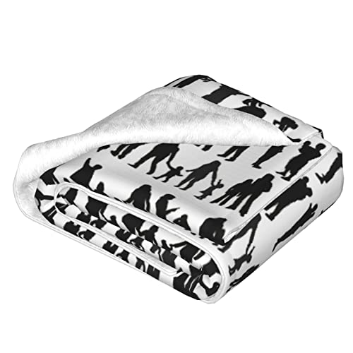 Couverture de canapé silhouette de famille double couche douce pour lit - 4