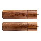 WOFASHPURET Handsalz und Kleiner Pfeffer Mühle aus Akazienholz mit Keramikmahlwerk Manuelle Gewürzmühle für Einfache Bedienung in Küche