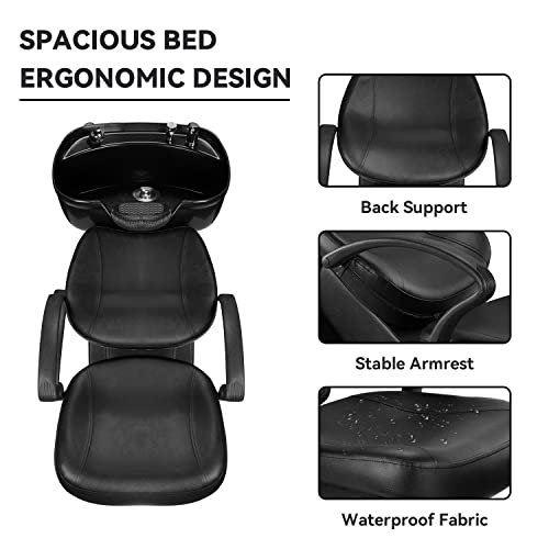 Ainfox Shampoo Barber Backwash Chair, Abs Plastic Shampoo Bowl Sink Chair For Spa Beauty Salon (Black) #TOP3