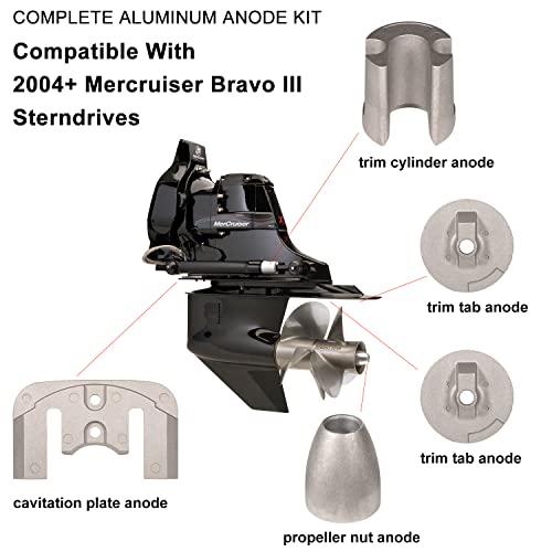 Hihitomorrow Complete Aluminum Anode Kit Compatible with 2004+ Mercruiser Bravo 3 III Drives Sterndrives Replace for CMBRAVO3KITA, 888761Q02, 888761Q04 by Hihitomorrow - Image 2