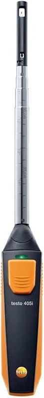 Anemómetro portátil testo 405i para velocidad del aire, flujo de aire en conducto y temperatura - Medidor CFM con eje telescópico extensible hasta 15" - Medidor de viento con Bluetooth y operación de aplicación