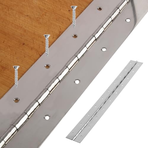 2 Pack Heavy Duty Piano Hinges, 48 Inch x 3 Inch Open Width Stainless Steel Piano Hinge 0.06" Thick Sliver Continuous & Piano Hinges with Screws for Wood Furniture, Door, Wooden Box by LITLANDSTAR - Image 7