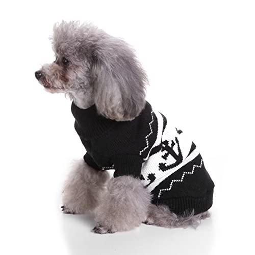 Cute Black Christmas Anchor Sweater For Small Dogs Cats Winter Warm Sweater School Style Shirt Outfits Clothes Xs #TOP2
