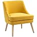 HOMCOM Esszimmerstuhl mit Armlehne Wohnzimmerstuhl Bürostuhl Polsterstuhl modern Leinen-Touch Holz Gelb 63 x 69 x 79,5 cm