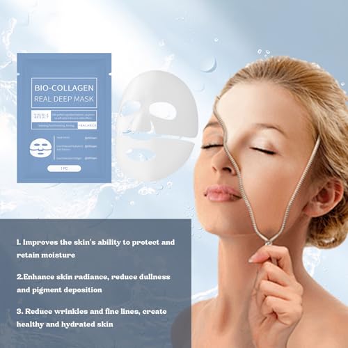 Bio Collagen Real Deep Mask,Deep Hydrating Collagen Mask,Collagen Face Mask Overnight,Pure Collagen Reverse Film Volume Peel Off Mask(4pcs) - Image 5