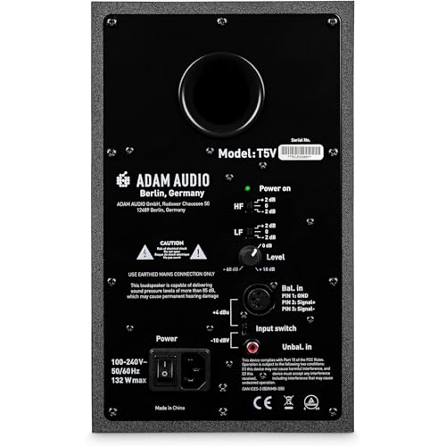 ADAM Audio T5V Studio Monitor for recording, mixing and mastering, Studio Quality Sound (Single)