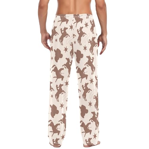 Pajama Pants for Men Western Cowboy PJs Soft Cotton Bottoms Comfy Sleep Lounge Pants with Pockets3