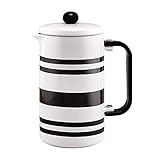 BonJour Hot Beverage Ceramic French Press Coffee Maker with Flavor Lock Filter and Bamboo Handle, 32 Ounce, Black Stripes