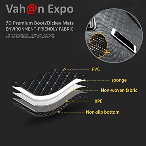 Vah@n Expo 7D Luxury Car Trunk Mat/Dicky/Boot Mat Suitable for Punch EV|Full Dicky Coverage|Anti Skid|Anti-Slip|Car Accessories Interior Care (Punch EV, Black)