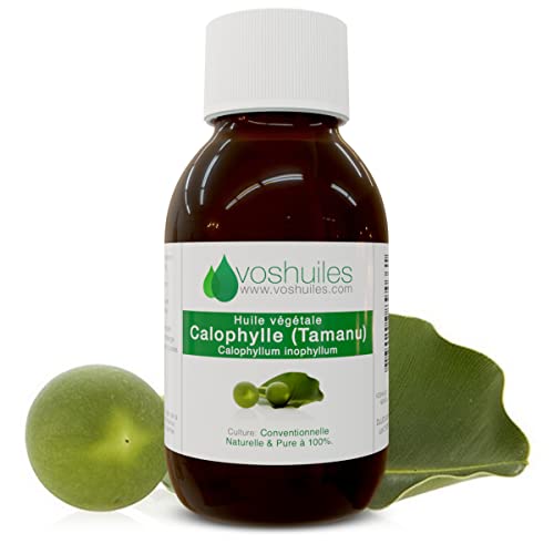 El aceite vegetal de calófilia - Tamanu - 100% puro y natural - tiene muchas propiedades en la aromaterapia - Uso de la piel - Presión en frío - 100 ml - Vunthuiles