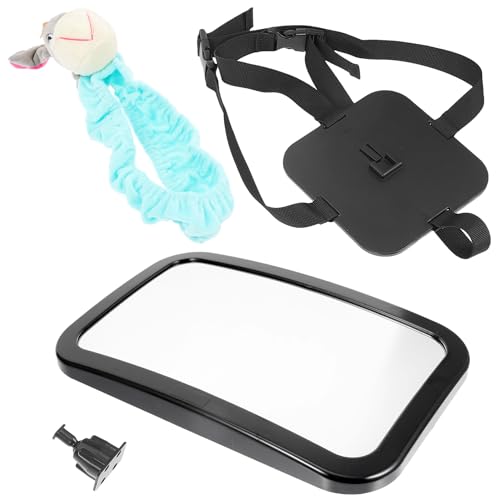 HEALSOPTHY Specchietto Retrovisore Auto per Osservazione Design Semplice con Supporto Blu e Pupazzo Grigio per Sedile Posteriore