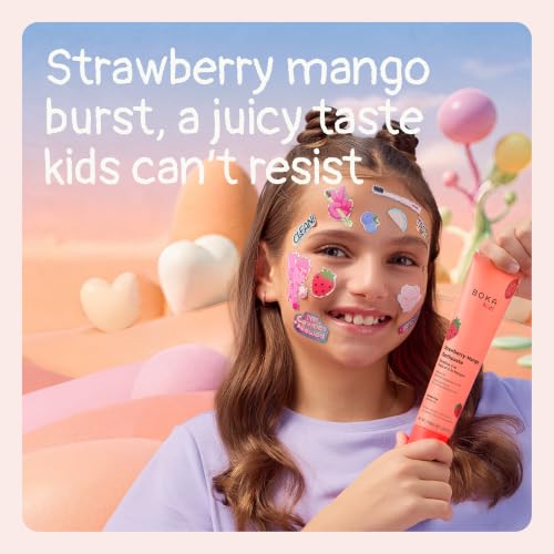 Image of Boka Kids Toothpaste - Fluoride Free Nano Hydroxyapatite Toothpaste | Kids Oral Care - Strawberry Mango - 4 Oz, 3PK