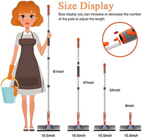 Baban Professional Window Squeegee, 2 in 1 Shower Squeegee with Elbow and Straight Extension Pole, 61" Telescopic Window Cleaning Kit with Bendable Head, Squeegee Shower Cleaner for High Window