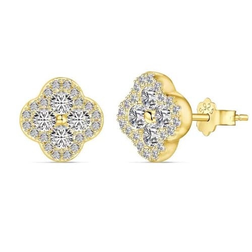 Boucles d'oreilles 4 feuilles pour femmes en argent sterling 925