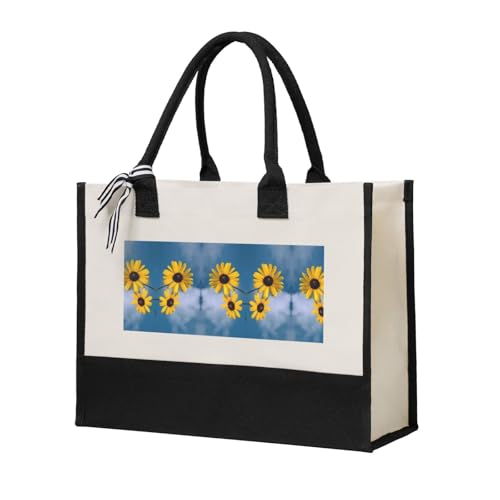 Liulannq Bolso elegante con diseño de girasol para mujer, con costuras de lona