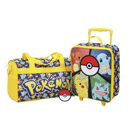 Bioworld Pokémon Youth 3-Piece Pilot Case Duffle Bag & Luggage Tag Carry On Travel Set