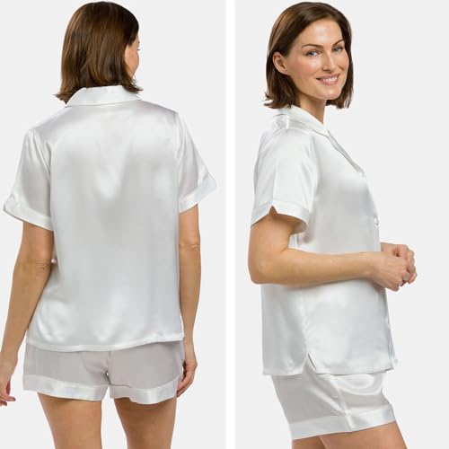 Image of Fishers Finery Women's 100% Mulberry Silk Short Pajama Set; Short Sleeve