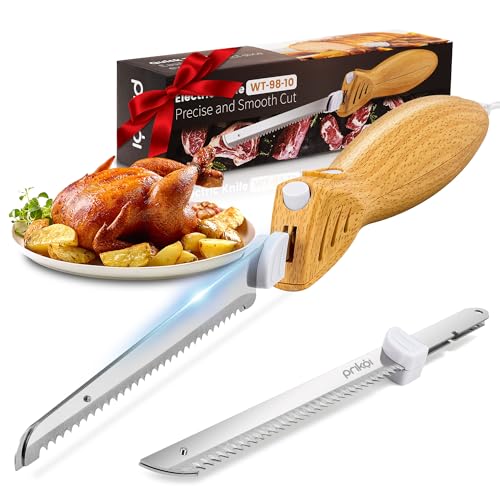 Prikoi Electric Knife - Carving Knife Set, Easy-Slice Serrated Edge