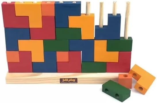 Blocos De Encaixe Vertical Em Madeira 25 Peças Montessori Grande ...