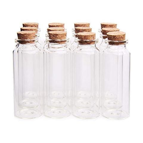 Danmu 40ml Small Glass Bottles, Mini Bottles, Jars with Wood Cork Stoppers, Wish Bottles, Message Bottles for Wedding Favors, Baby Shower Favors, DIY Craft 12 Pack 1.18" x 3.14" Cover
