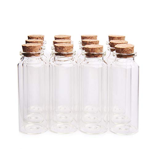 Danmu 40ml Potion Bottles,Glass Bottles with Cork Stopper,Small Glass Jars for Wedding Favors,Halloween Decorations,Baby Shower,Party Favors 12 Pack 1.18" x 3.14"