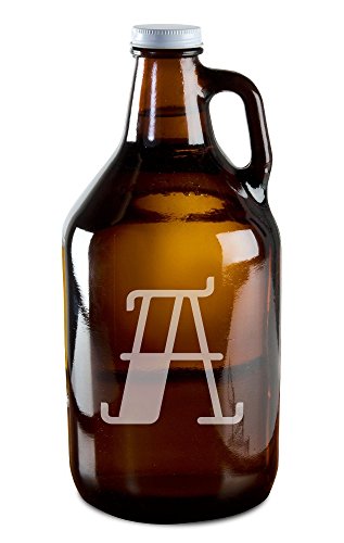 Tattoo Style Letter A Hand-Made Etched Glass Beer Growler 64 oz