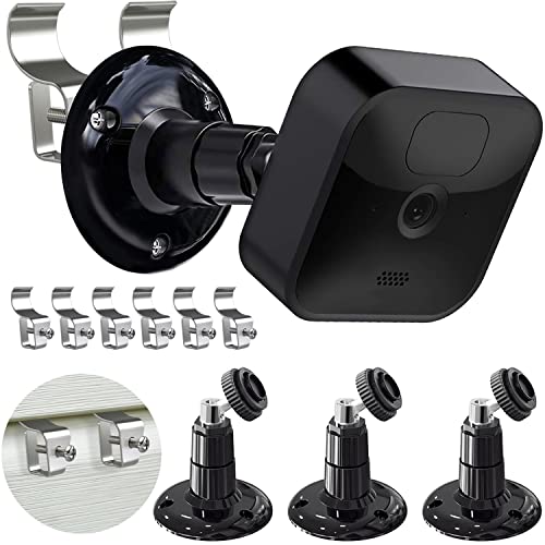 3 Pack Blink Outdoor Camera mount with 6 Pack Vinyl Siding Clip Hooks, No-Hole Needed 360 Degree Adjustable Mount Outdoor Siding Hanger for Blink Outdoor Indoor & Blink XT2 Home Security Camera System