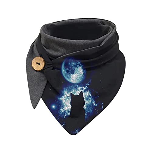 Écharpe imprimé chat mignon pour femme avec un bouton pratique pour un ajustement rétro parfait