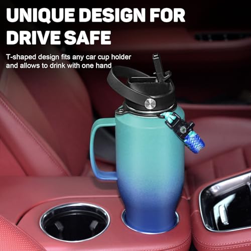 Image of ABOTOCUP Water Bottle 40oz, Insulated Water Bottle with Handle & Straw Lids, Stainless Steel Water Bottle Fits in Any Car Cup Holder, Travel Cup Double Wall BPA-Free Leak-proof to Keep Cold &Hot