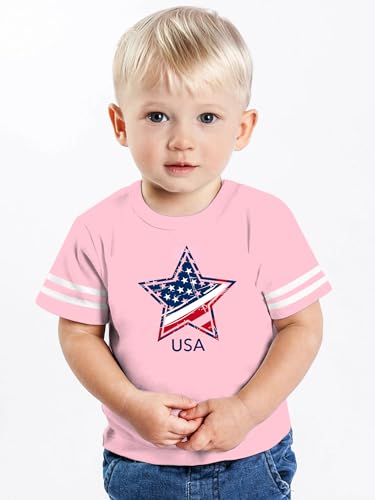 Image of Ithalt Toddler Boys Girls American Flag Shirts 4th of July Tshirt Kids USA Patriotic Tee Independence Day Outfit(3-7y)
