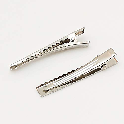 Chenkou Craft 50 unidades Pinzas para el cabello estilo cocodrilo color plateado 5.5 cm miniatura 2