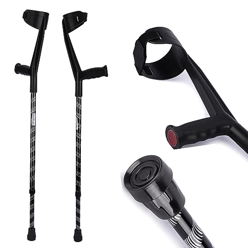 Image of Elbow Crutch For Walking /Patients /Fractured Leg /Injured People With Adjustable Height For Men And Women (Carving Black)