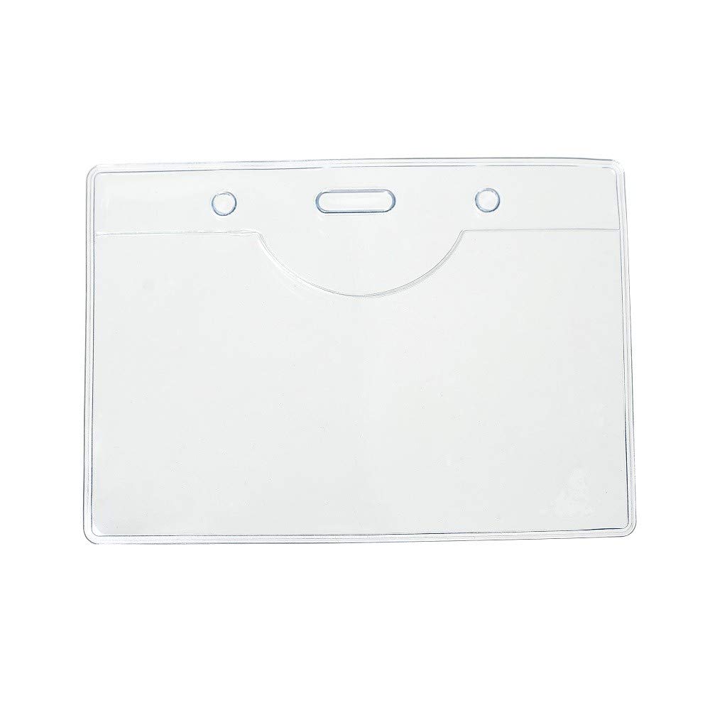 CKB LTD 50x Budget Clear ID Horizontal Landscape Card Badge Holder Enclosed Double Sided Identity Waterproof Dustproof Flexible Office Pouches for Businesses, Schools, Teachers, Events 10 x 7cm