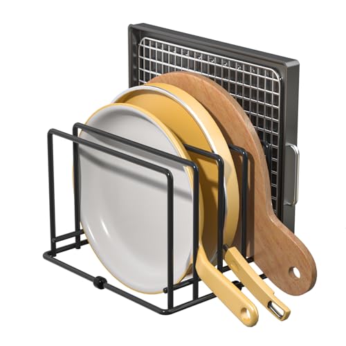 Dayacoco Heavy-Duty Cutting Board Organizer,5-Slot Stainless Steel Holder for Thin Pans,Baking Cookie Pan Sheets for Kitchen Cabinet Countertop Bakeware Organizer(1Pcs)