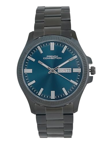 Image of French Connection Sunray Gun Round Dial with Black Stainless Steel Strap Watch for Mens - FCN0121BM