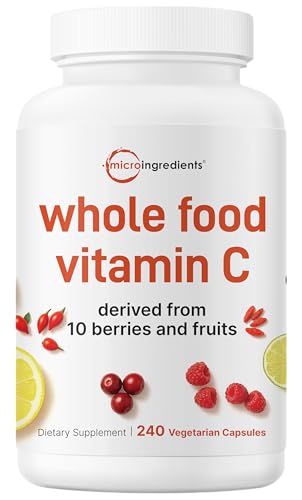Micro Ingredients Whole Food Vitamin C Complex 240 Vegetarian Capsules | 10-in-1 Fruit & Berry Blend | with Acerola Amla Goji Berries Rose Hip Cranberry Extracts | Non-GMO Vegan Gluten Free