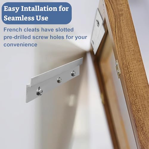Image of WOPPLXY 3 Pairs 10 Inch French Cleat Hanger, French Cleat Heavy Duty, French Cleat Picture Hanger for Hanging Mirrors, Picture, Whiteboard, Art, Frames, Aluminum Z Bar Hanger Supports 50lbs