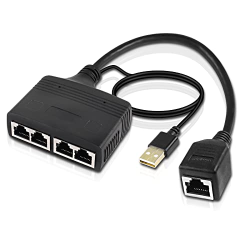 XMSJSIY Répartiteur Ethernet 1 à 4 commutateur ethernet Internet RJ45 à 4 répartiteur réseau Adaptateur convertisseur 100Mbps Haute Vitesse LAN répartiteur pour cat5/5e/6/7/8 (1 Femelle à 4 Femelle)