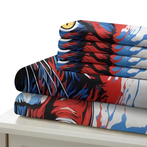 Housse de couette chat aquarelle 200x200 cm avec taies d'oreiller lit double
