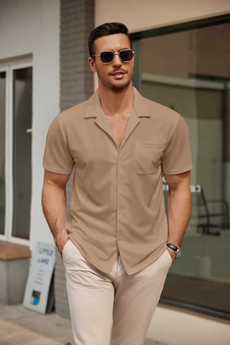COOFANDY Mens Short Sleeve Dress Shirts Button Down Untucked Wrinkle Free Shirts Casual Summer Shirt with Pocket3