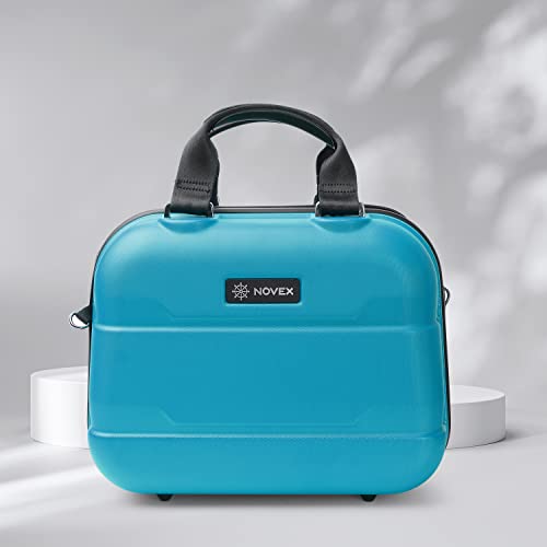Image of NOVEX Vanity Box for Women - Unbreakable Polycarbonate Makeup Organizer | Travel Toiletry Bag with Dividers | Stylish Multifunctional Use Cosmetic Storage Case with Zipper | Turquoise