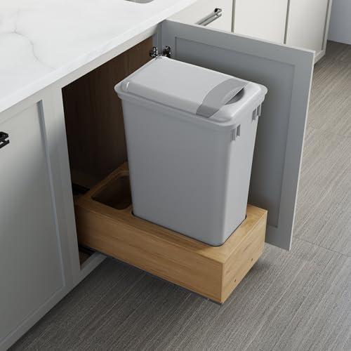 Image of Dowell Single 50Qt Undermount Trash Pull-Out Waste Container with Full Extension Soft-Close Slides, Bottom Mounted, Face Frame /Frameless Min. Cabinet Opening: 12-1 /2 Inch Wide-4008 0115 50